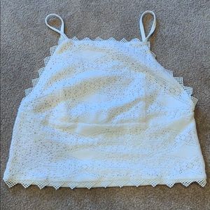 Top shop white Lace crop top
